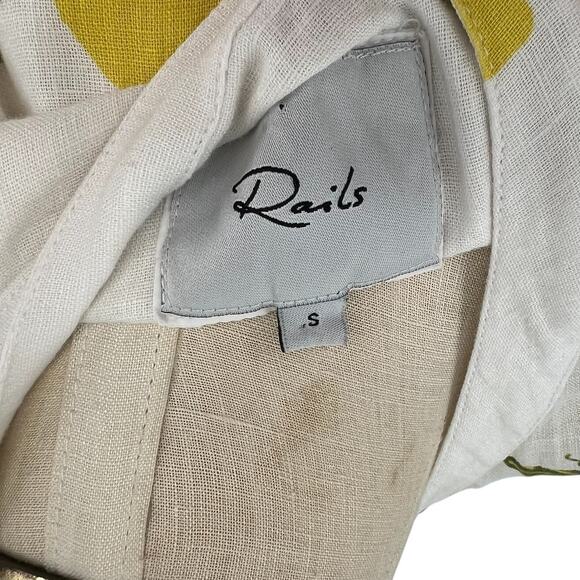 Rails Angelina Dress Mini Linen Citronnade Lemon Print White Yellow Size Small - Picture 11 of 13